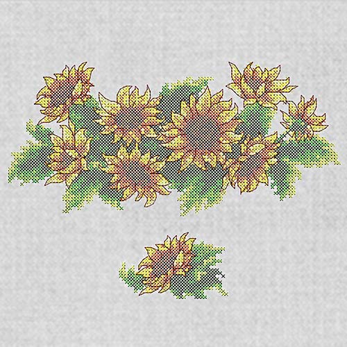 Дизайн машинной вышивки крестом для женской вышиванки Подсолнухи