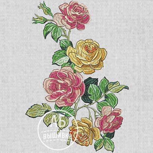 Дизайн машинной вышивки на рукав вышиванки Розы