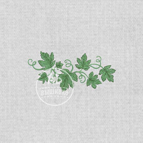 Дизайн машинной вышивки Виноградные листья 15 см
