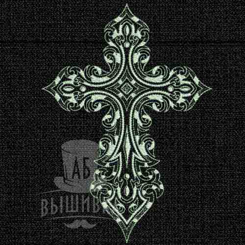 Дизайн машинной вышивки Крест в трех размерах