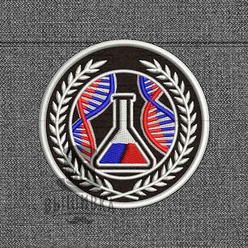 Дизайн машинной вышивки нашивки эмблемы Ученые