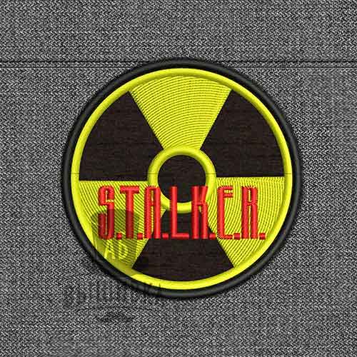 Дизайн машинной вышивки нашивки Знак радиации с надписью S.T.A.L.K.E.R.