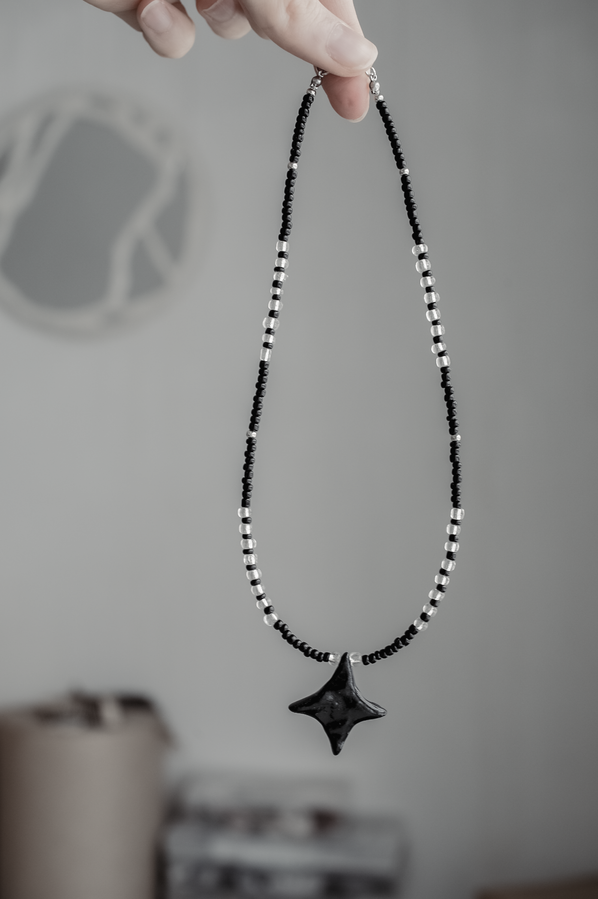 Колье Черная звездочка с блестками / JEWERLY FOR PRINCESS