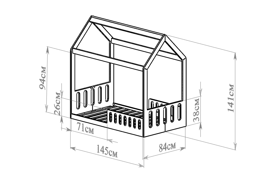 Кровать домик размеры чертеж
