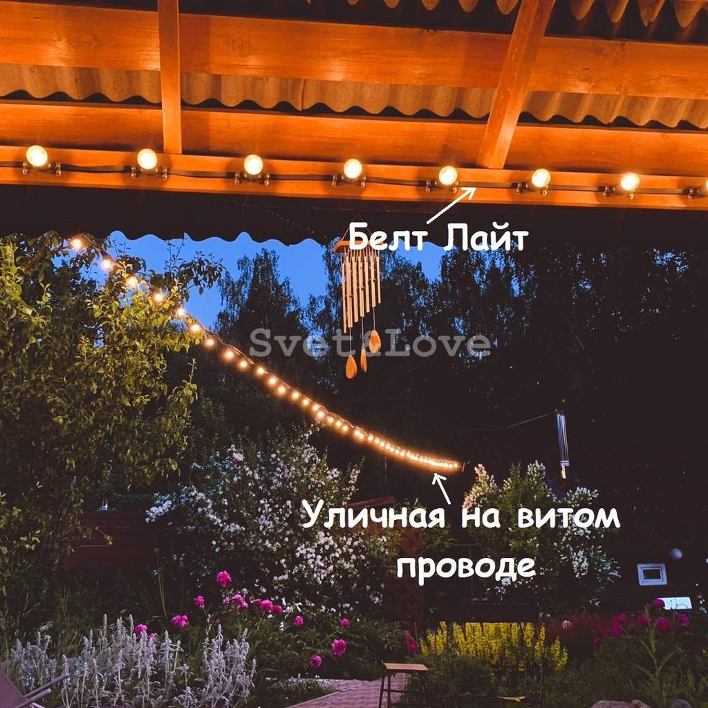 Уличная гирлянда на широком проводе ЧЕРНАЯ Svet&Love