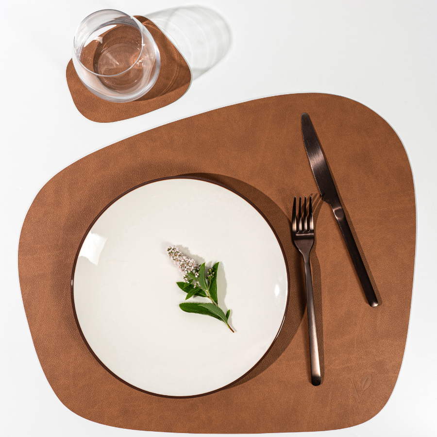 Плейсмат из кожи трапеция 42х36 см VERO, коричневый