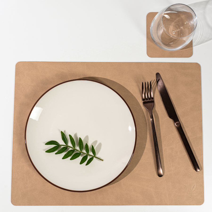 Плейсмат из кожи прямоугольник 30х40 см VERO, песочный