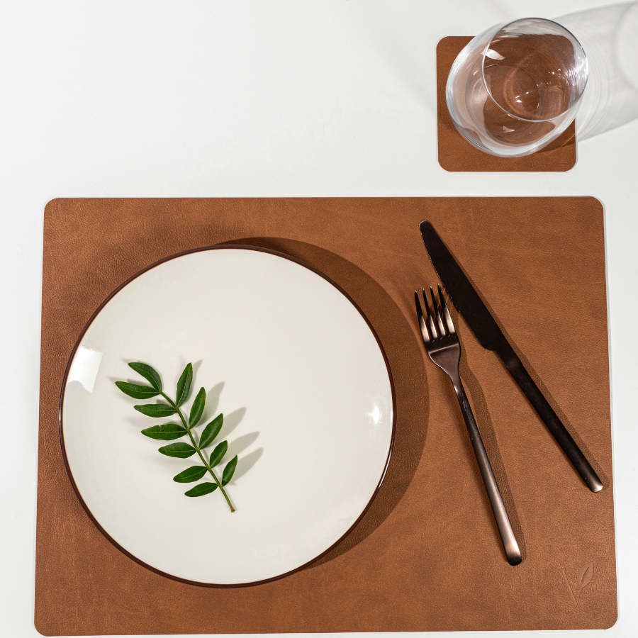 Плейсмат из кожи прямоугольник 30х40 см VERO, коричневый