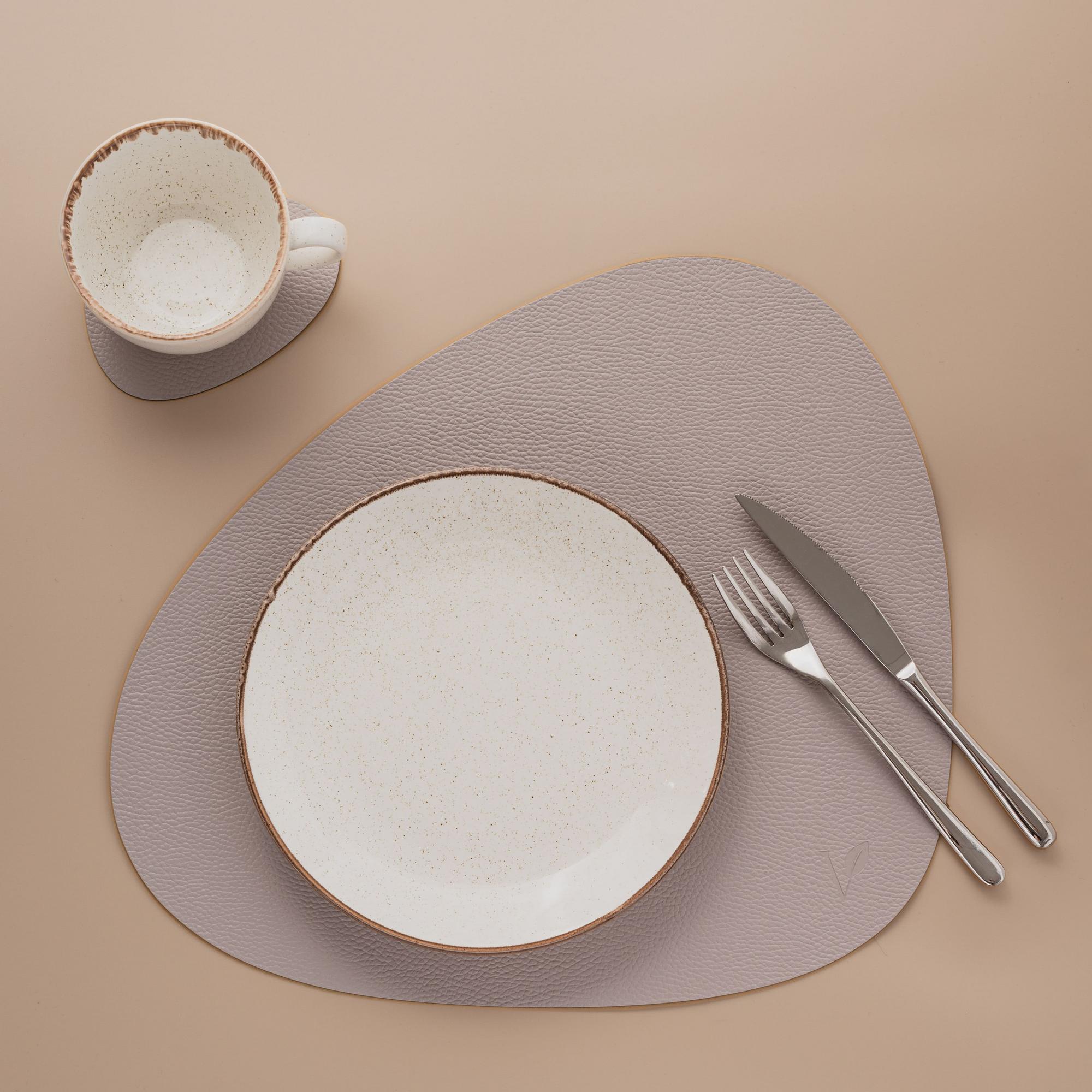 Плейсмат из кожи асимметричный 37х44 см с подстаканником VERO, серый