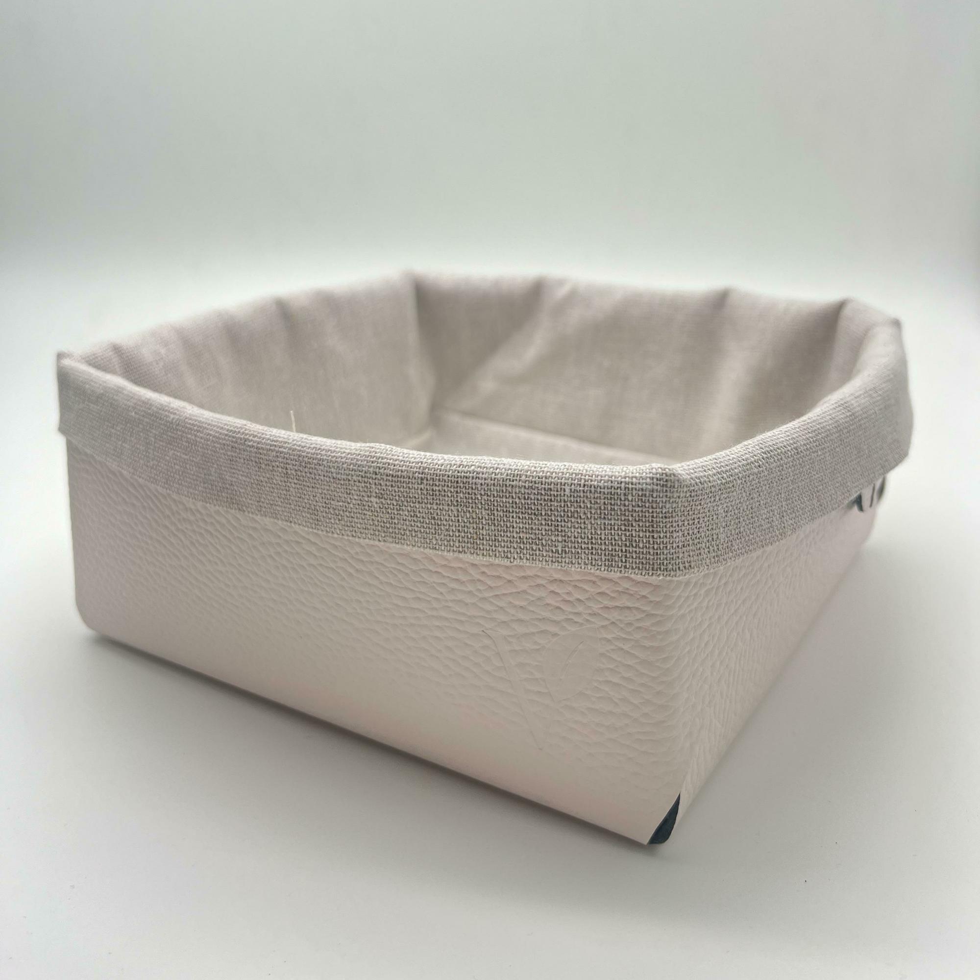 Хлебница из кожи 23х22х9 см VERO, кремовый