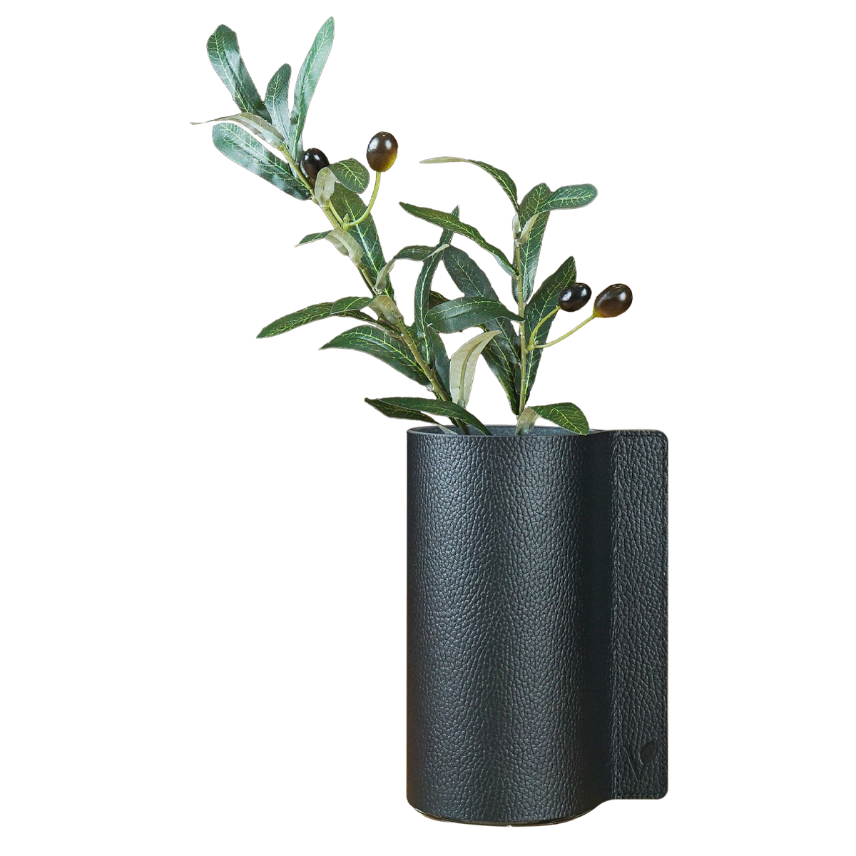 Ваза для цветов из кожи 10х20 см VERO, черный