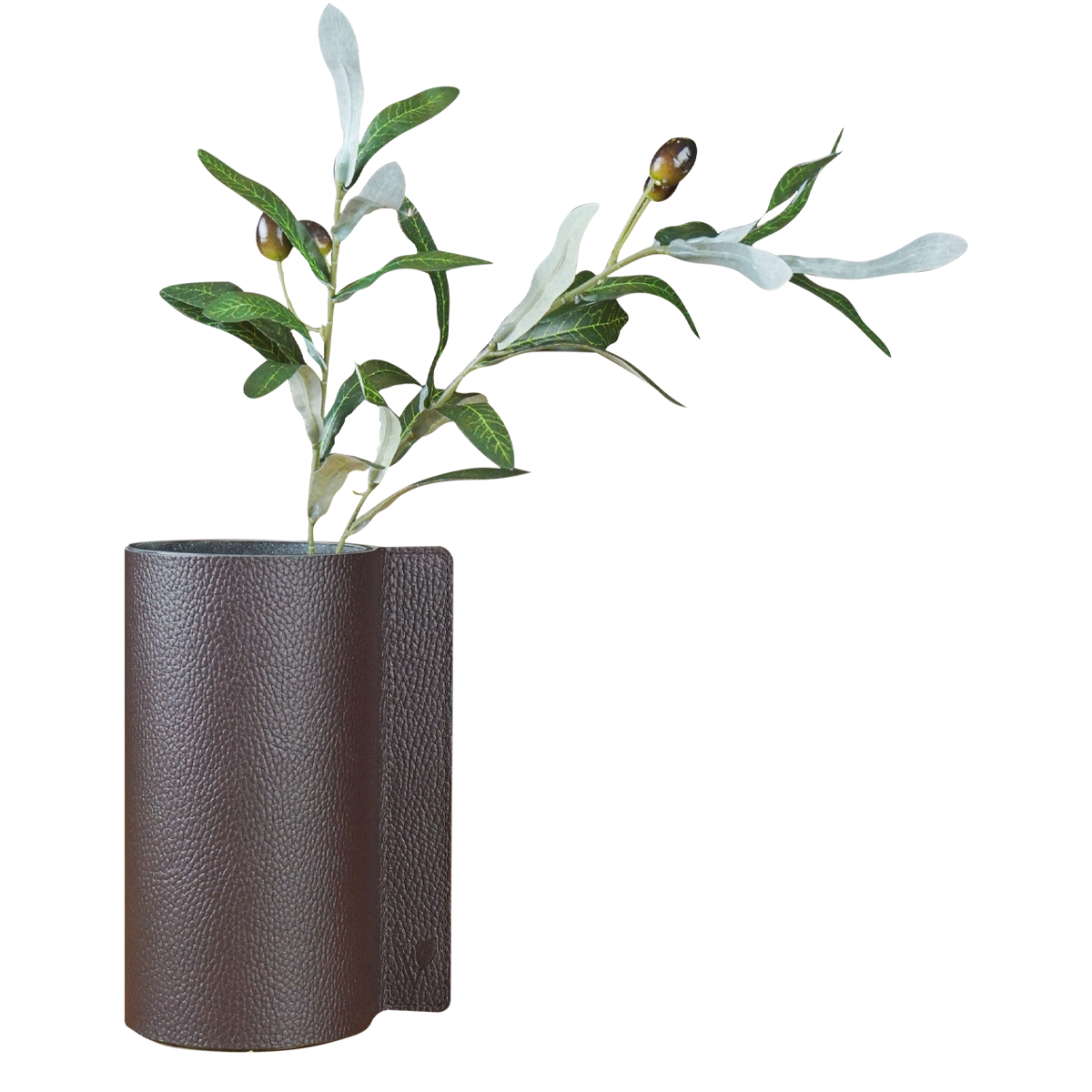 Ваза для цветов из кожи 10х20 см VERO, коричневый