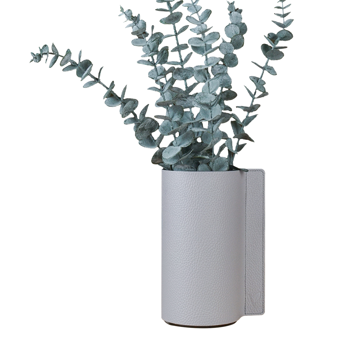 Ваза для цветов из кожи 10х20 см VERO, серый