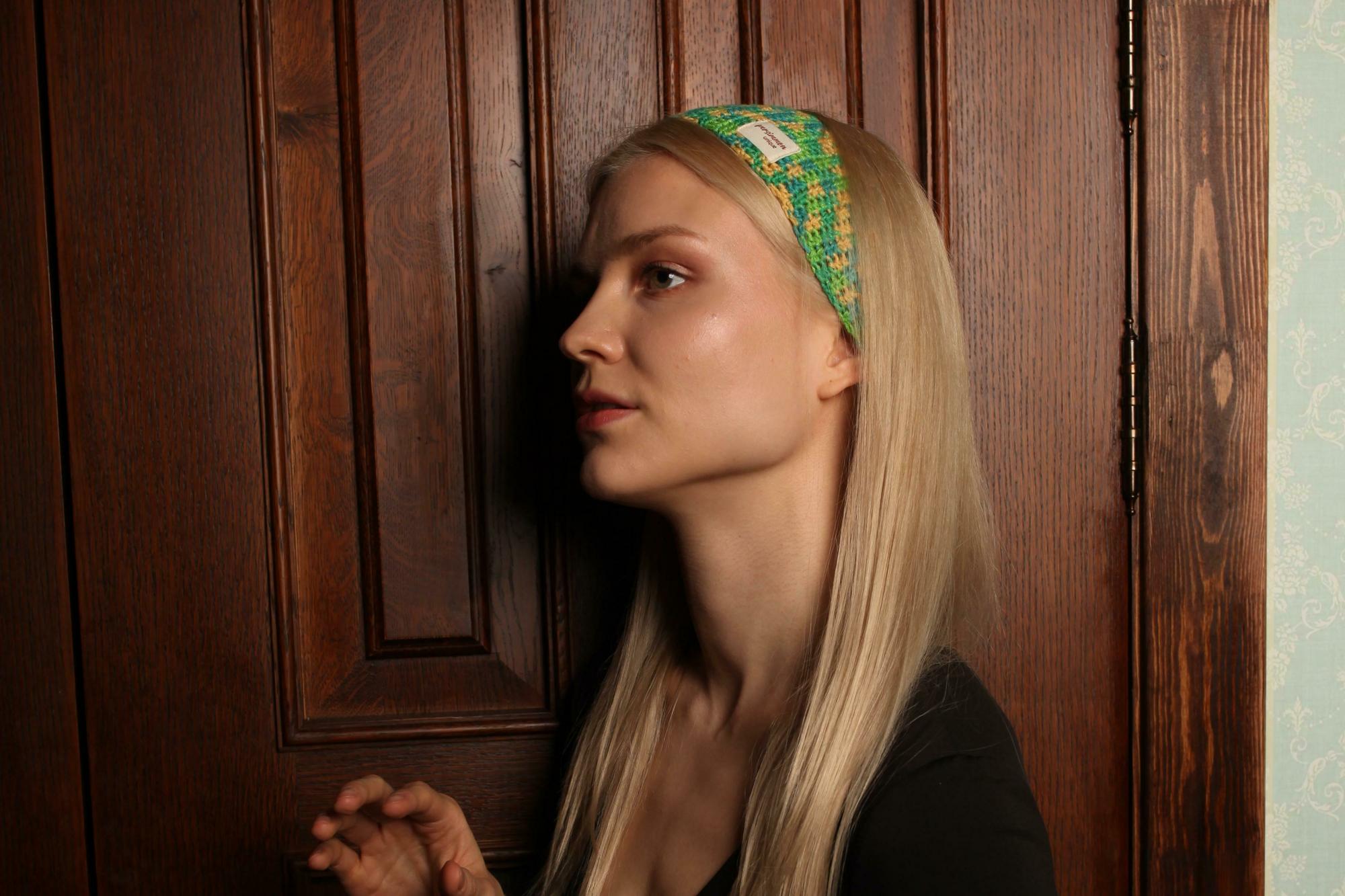 Summer hair accessory made of natural cotton Green