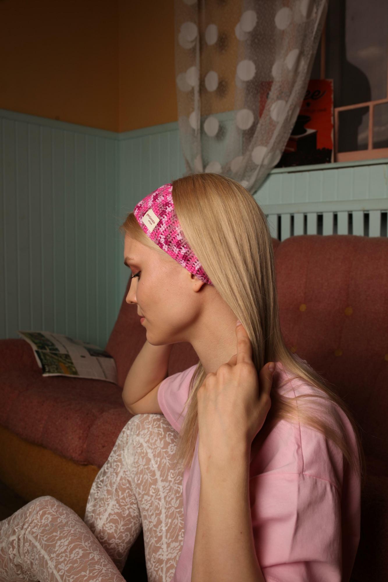 Summer hair accessory made of natural cotton Pink
