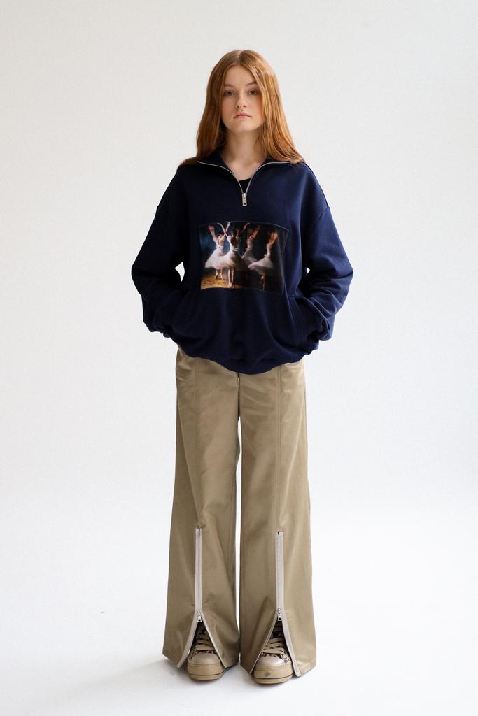 Брюки глянцевые с молниями Stars Wave, оливковые