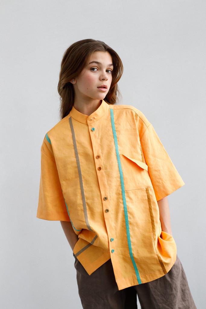 Рубашка с воротником стойкой "Mandarin"