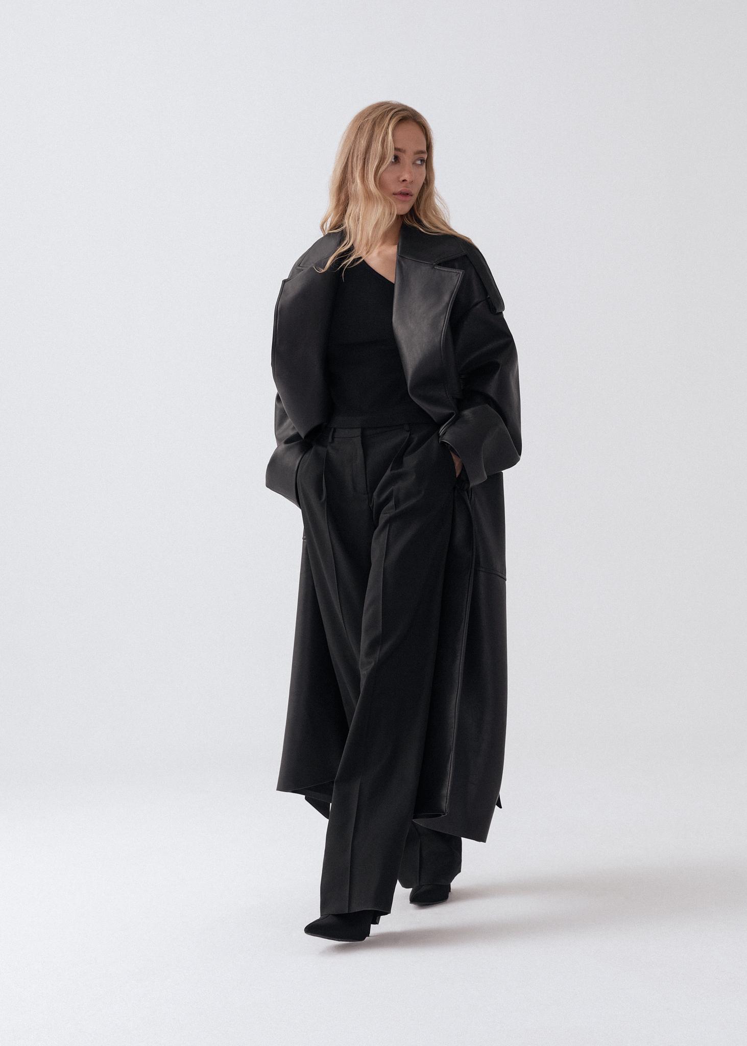 All > Faux leather maxi trench coat Buy from e-shop
