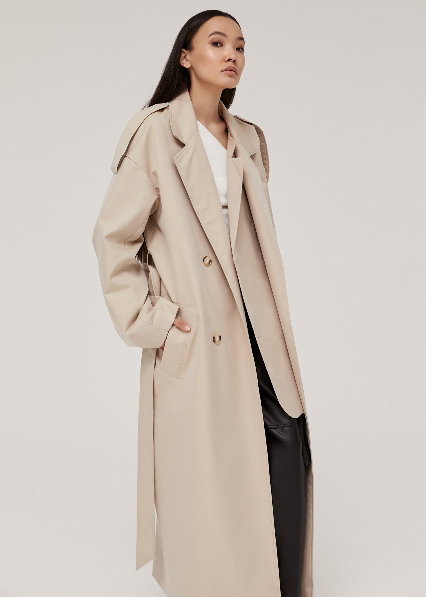 Oversize Cotton Canvas Trench Coat