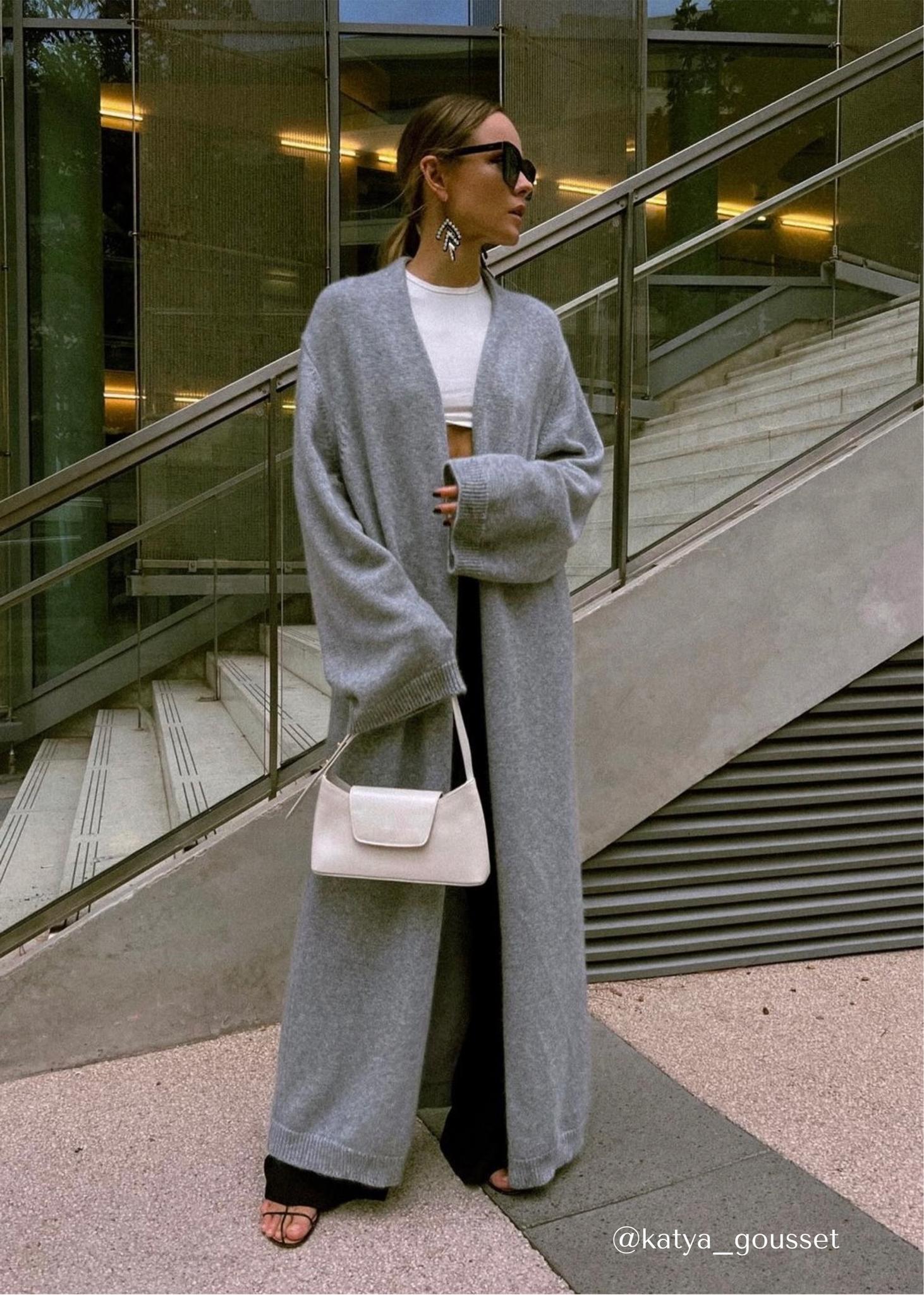 Cashmere blend cardigan, long hooded cardigan, maxi coatigan, long sweater  coat, oversize coat, chunky knit long cardigan in grey