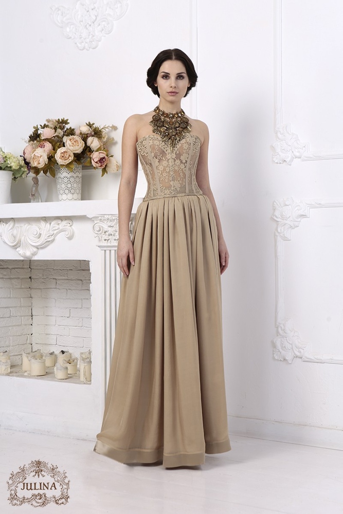 Прозрачный корсет с шелковой юбкой  "Antique Gold"