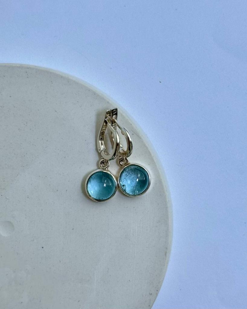 Серьги с голубым топазом