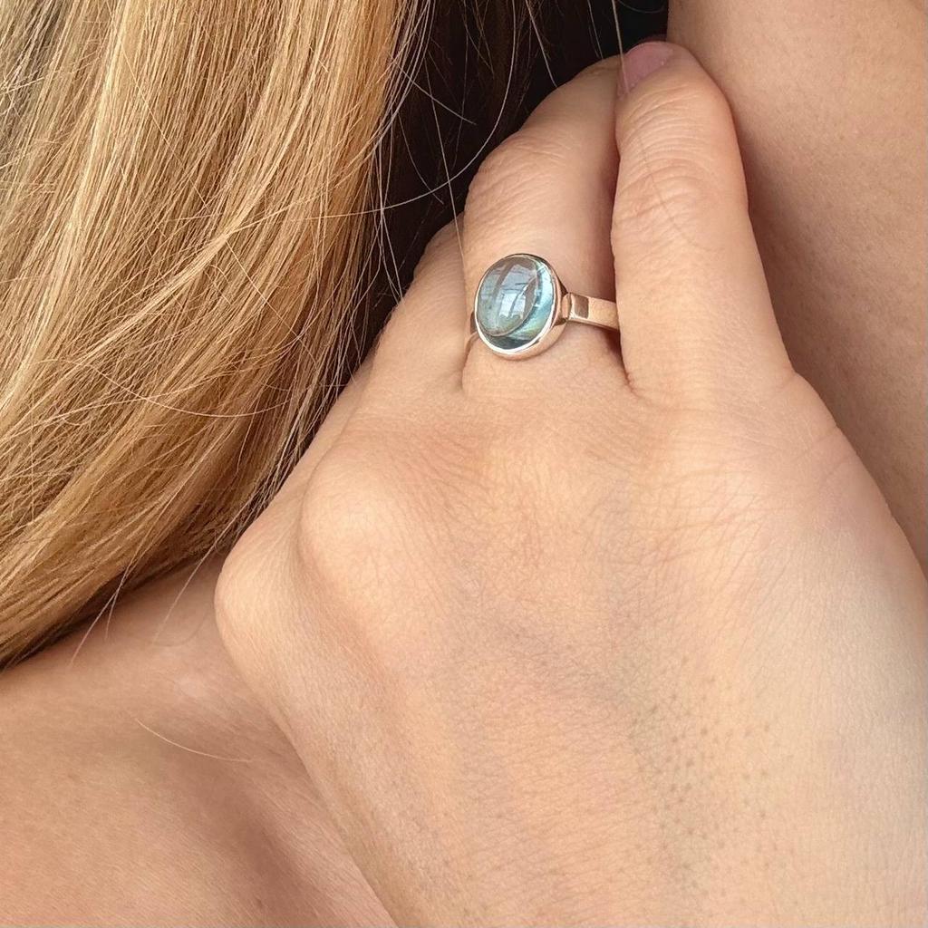 Кольцо с голубым топазом