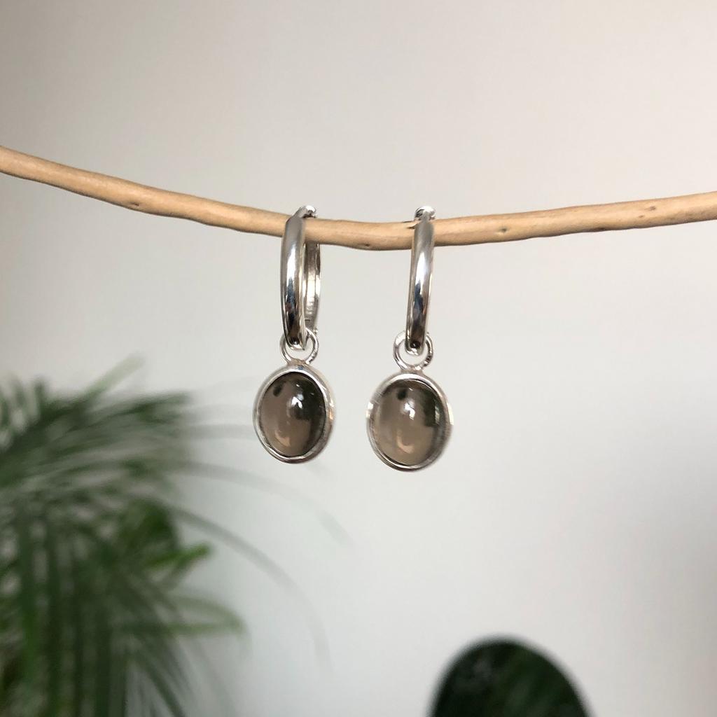 Серьги конго с дымчатым кварцем