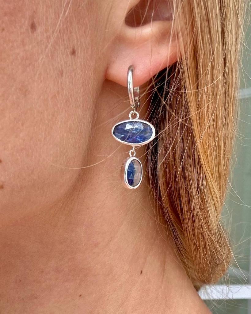 Серьги двойные с кианитом