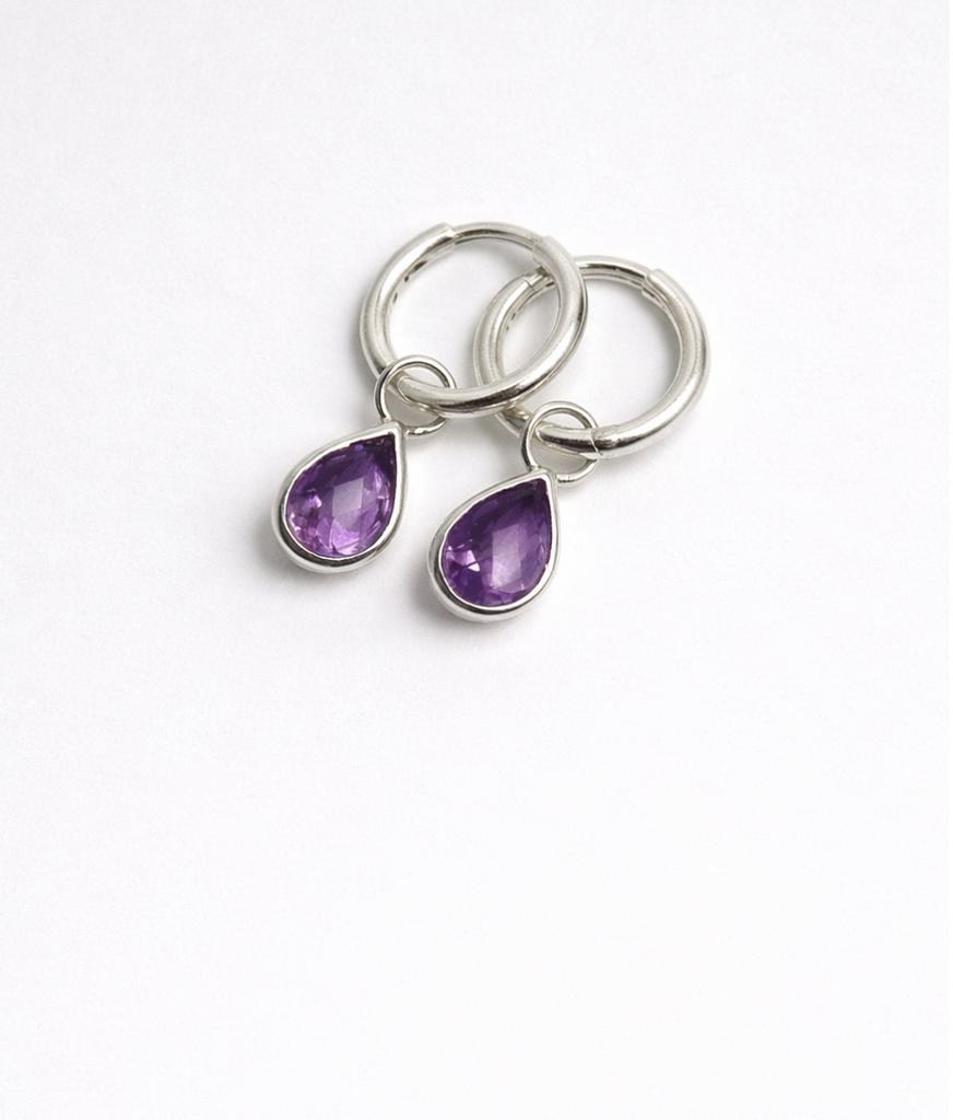 Серьги конго с аметистом капля
