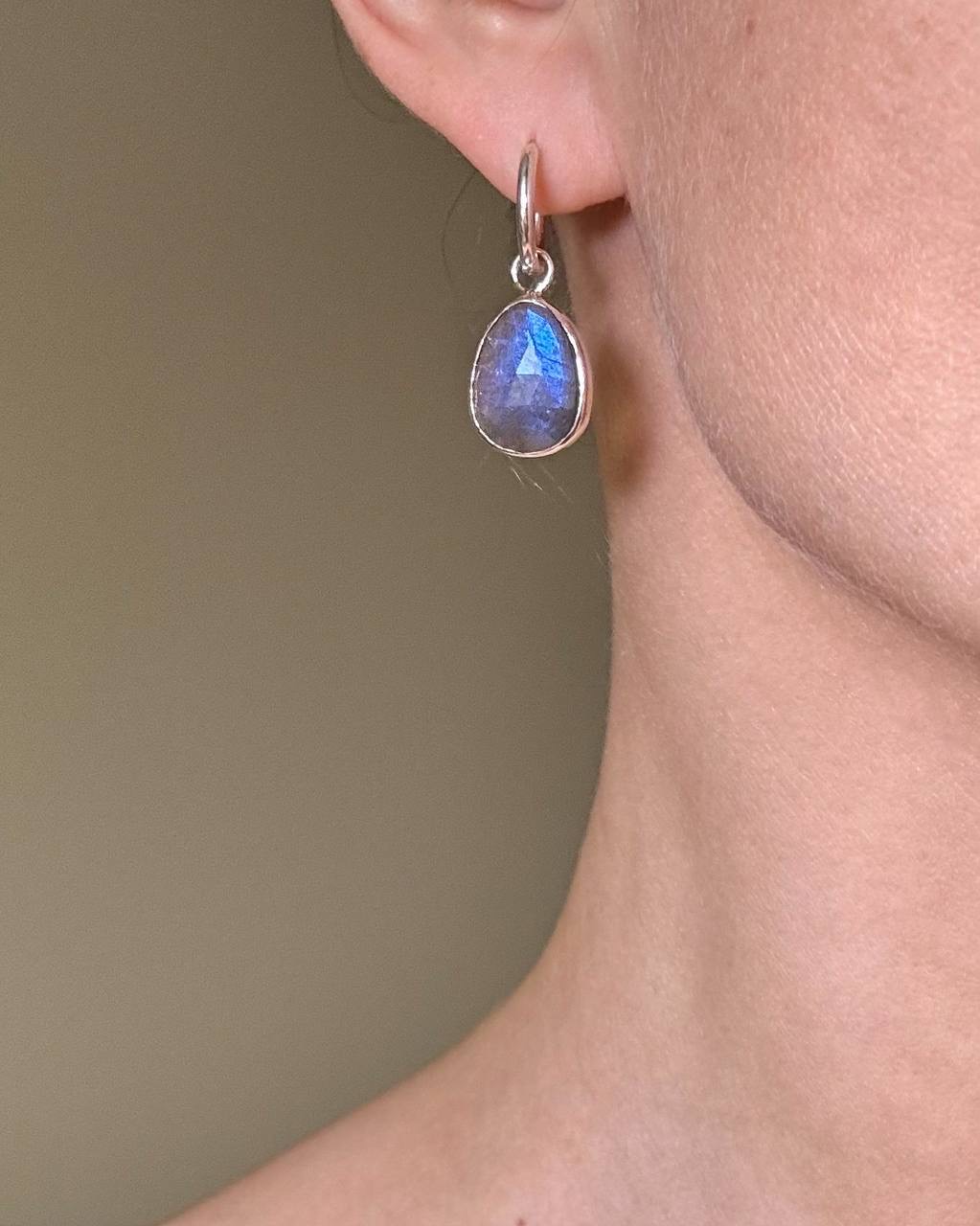 Серьги конго с лабрадоритом