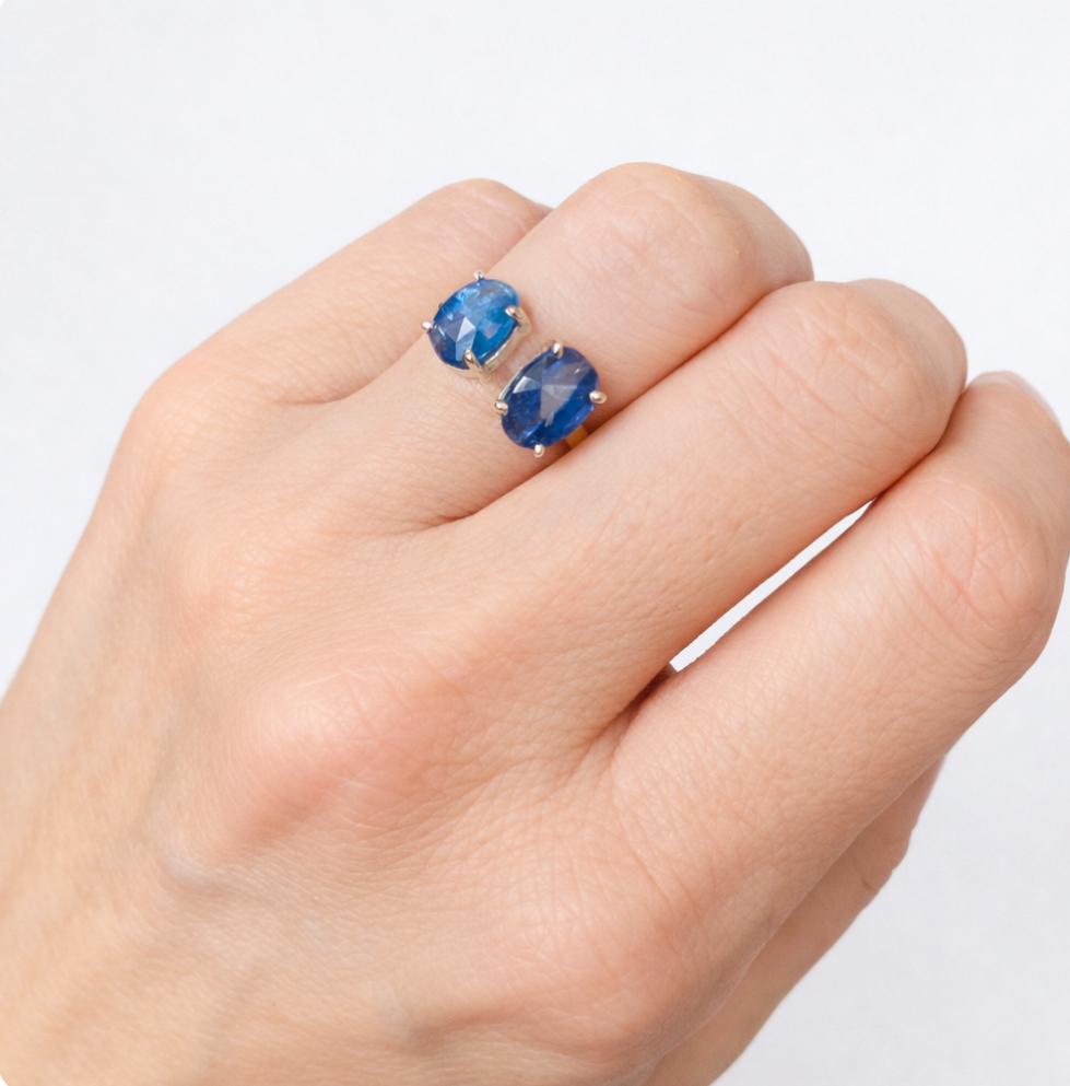 Кольцо двойное с кианитом