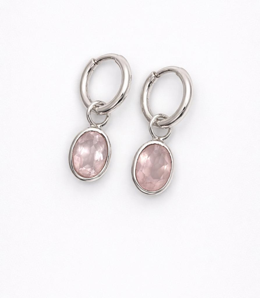 Серьги-конго с розовым кварцем