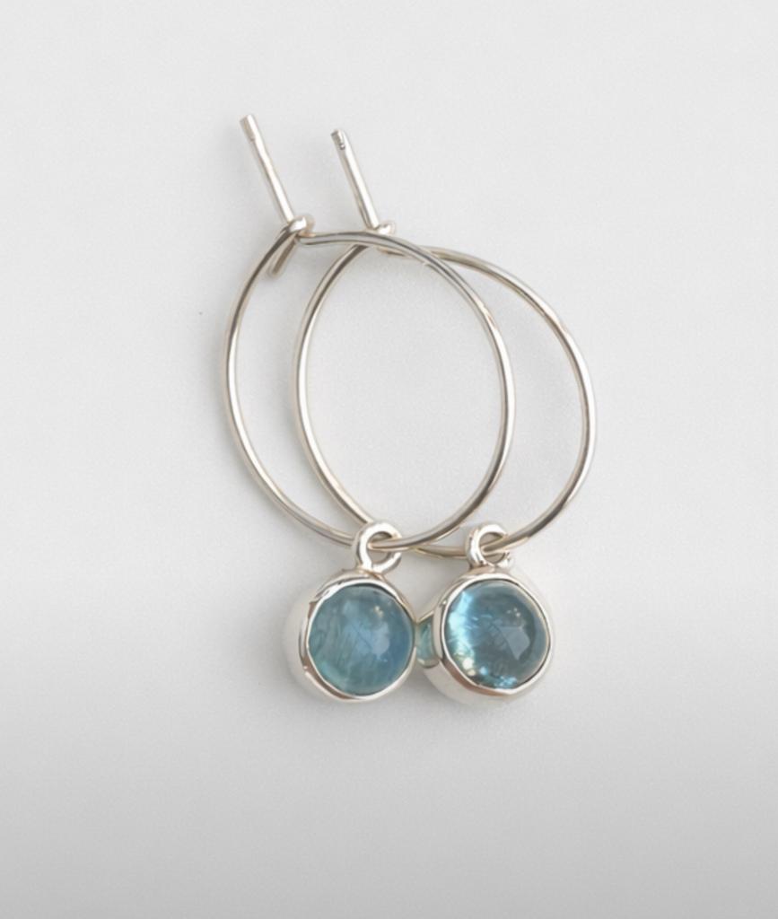 серьги-кольца с аквамарином