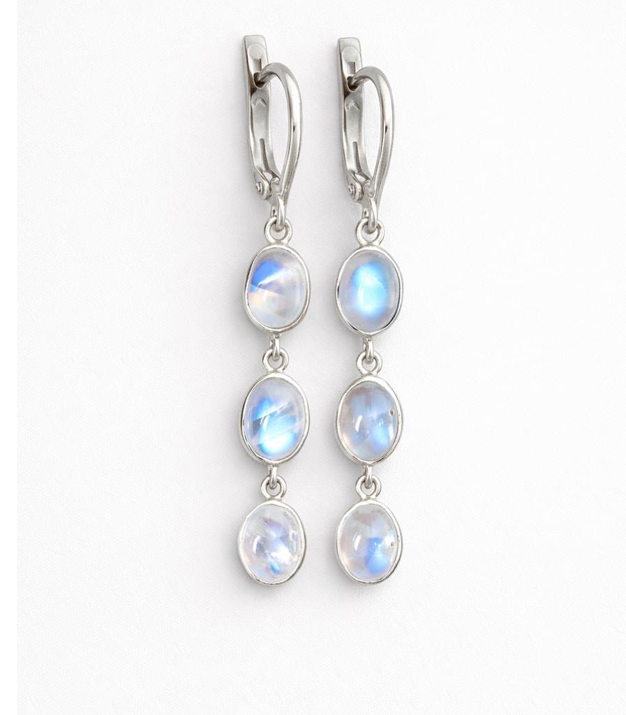 Boucles d'oreilles triple avec pierre de lune