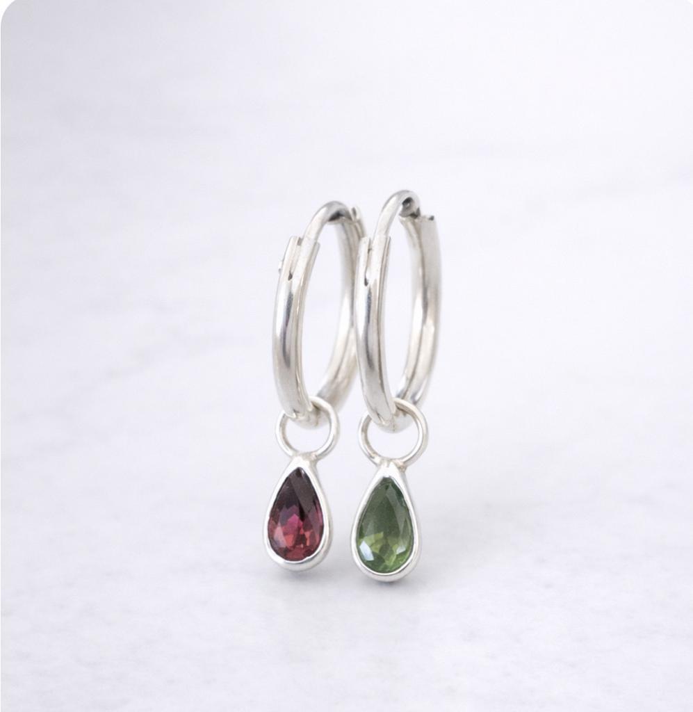 Boucles d'oreilles Tourmaline vert et rose.