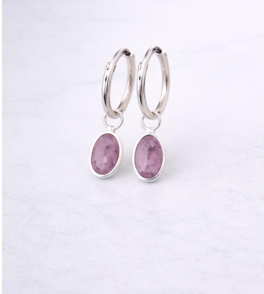 Boucles d'oreilles en saphir opaque rose