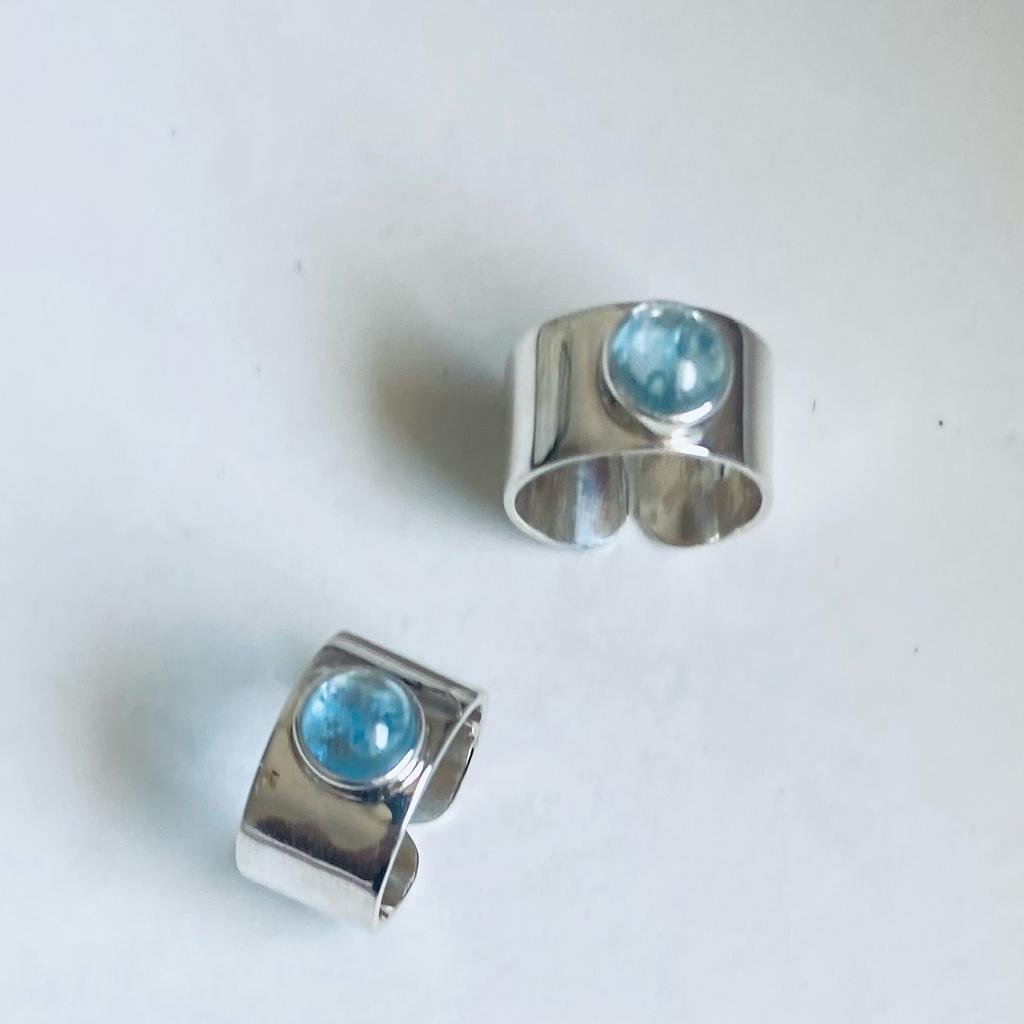 Bague large avec aquamarine