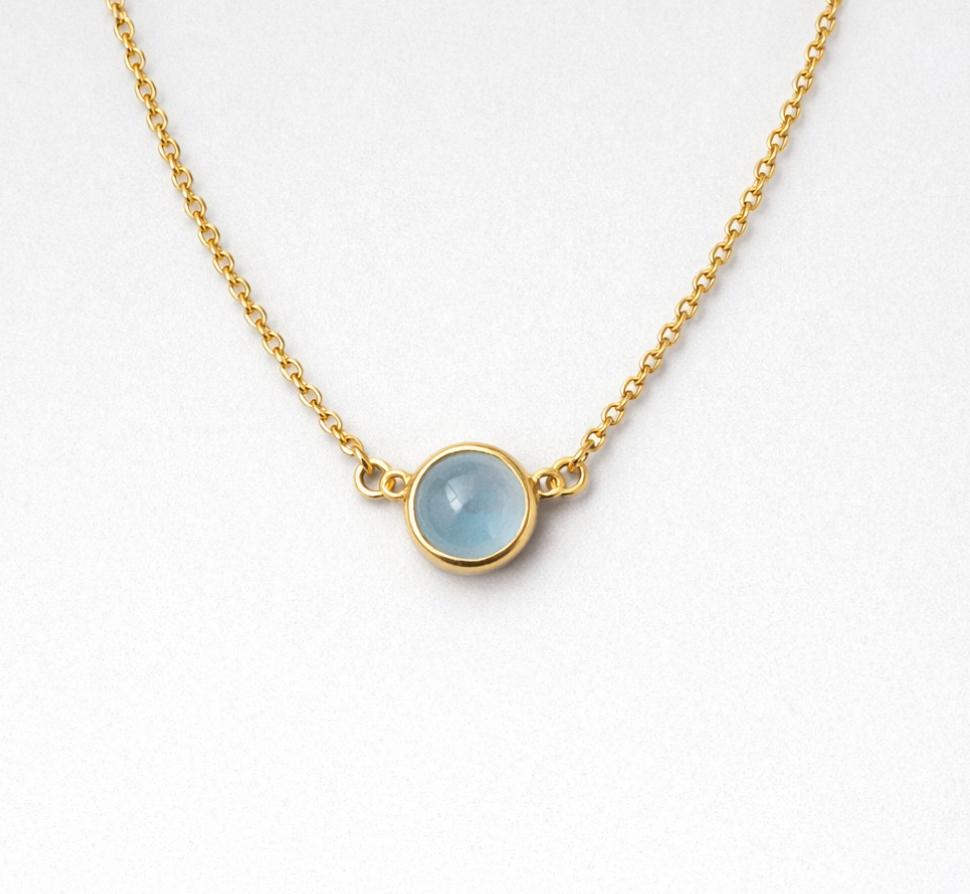 Collier en argent doré avec aquamarine