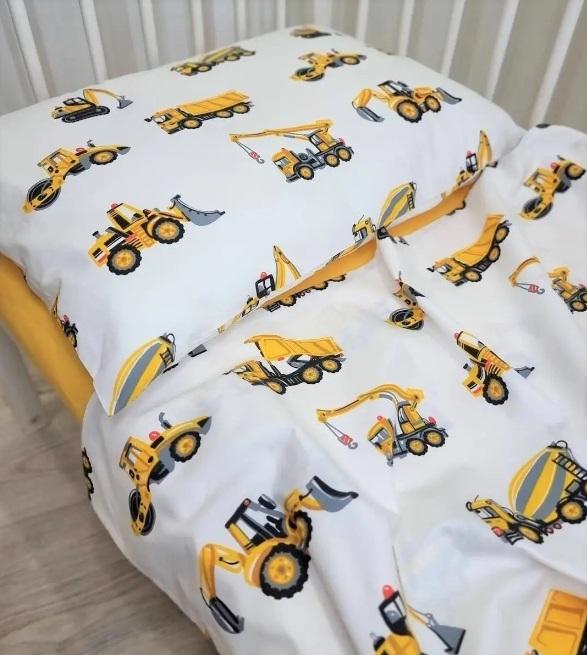 дитяча постільна білизна з будівельним транспортом трактор, бетонозмішувач, самоскид фото 1