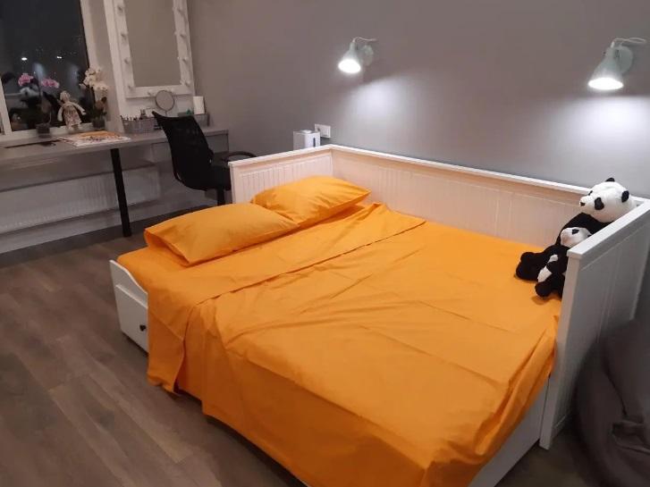 однотонна дитяча постільна білизна поплін апельсинового кольору фото 1