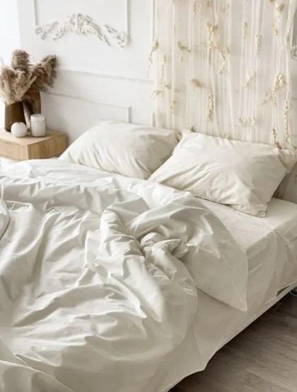 однотонна дитяча постільна білизна кремового відтінку фото 1