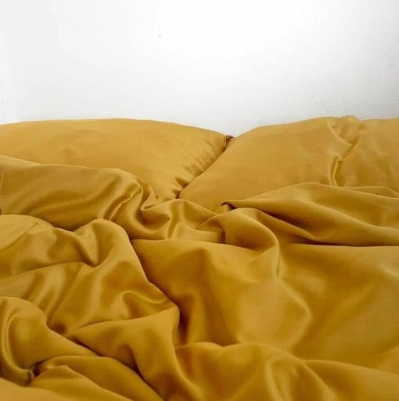 дитяча постільна білизна однотонний сатин бурштинового кольору фото 1