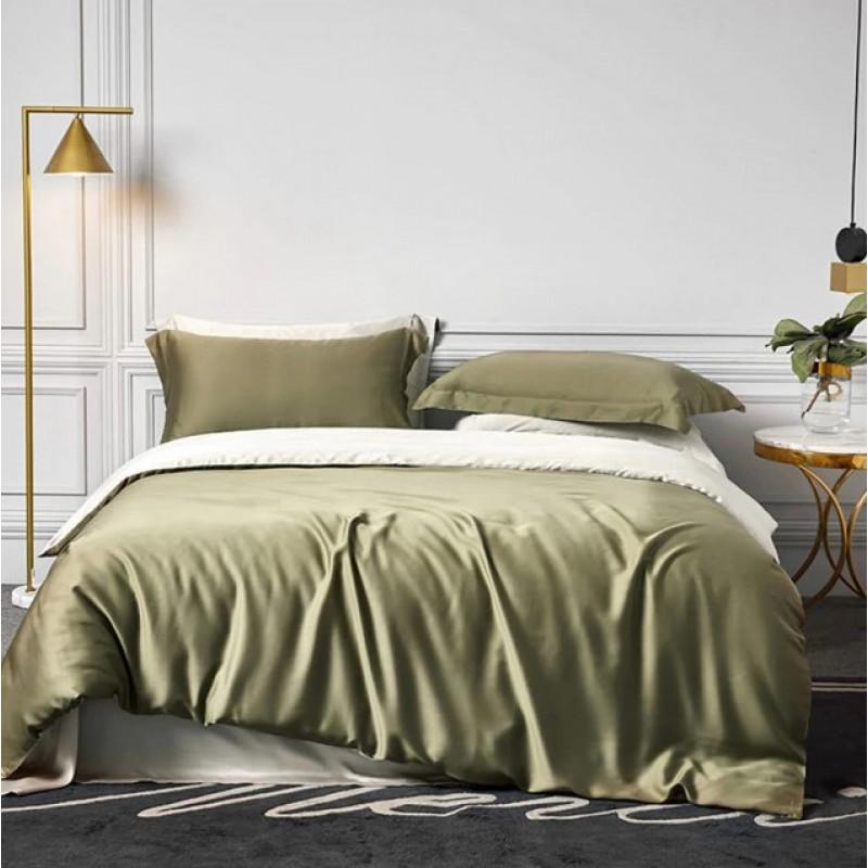 дитяча однотонна постільна білизна сатин оливковий
