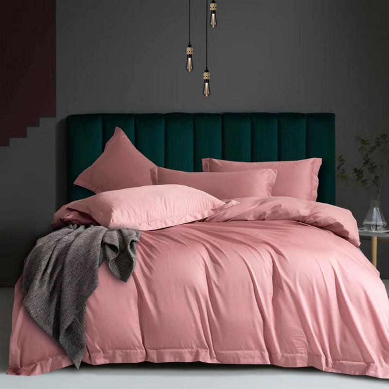 дитяча однотонна постільна білизна сатин рожевого кольору