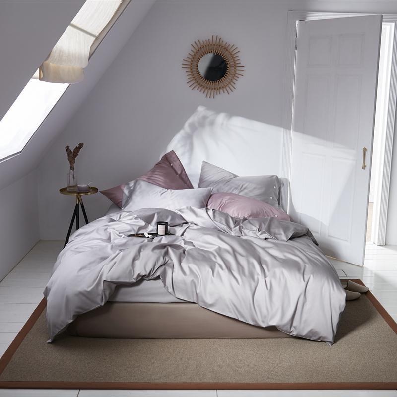 однотонна дитяча постільна білизна сатин платинового кольору