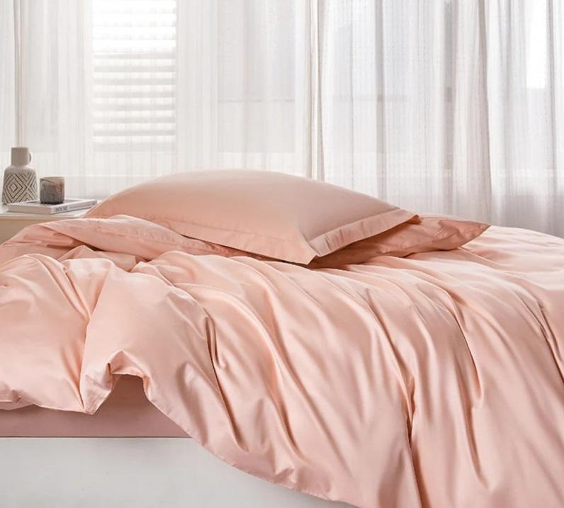 однотонна дитяча постільна білизна персиковий сатин