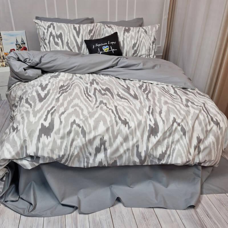 підліткова постільна білизна люкс сірого кольору з дерев'яним малюнком фото 1