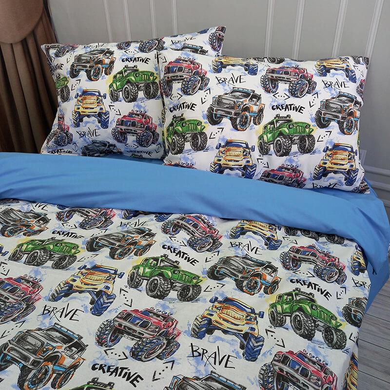 дитяча постільна білизна люкс монстр трак фото 1