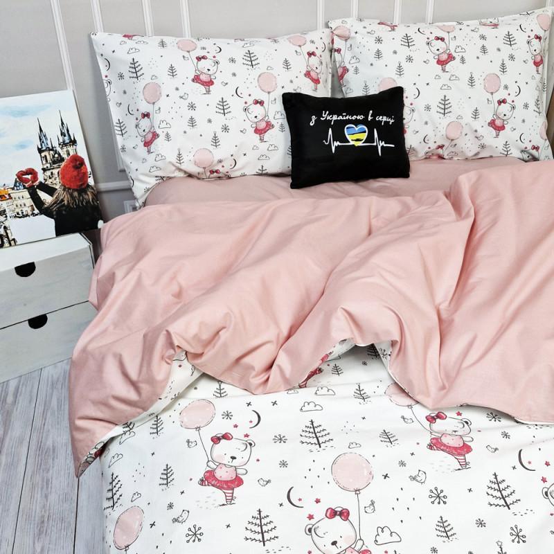 пудрова дитяча постільна з ведмедиком з пудровими кульками фото 1